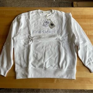 NWT Carhartt WIP Women’s Medium Sweat Sweatshirt, white embroidery on white